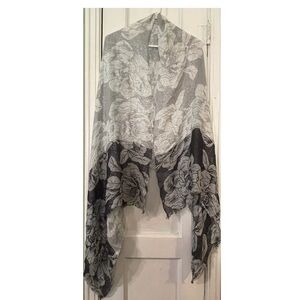 Floral Shimmer Black and Gray Shawl